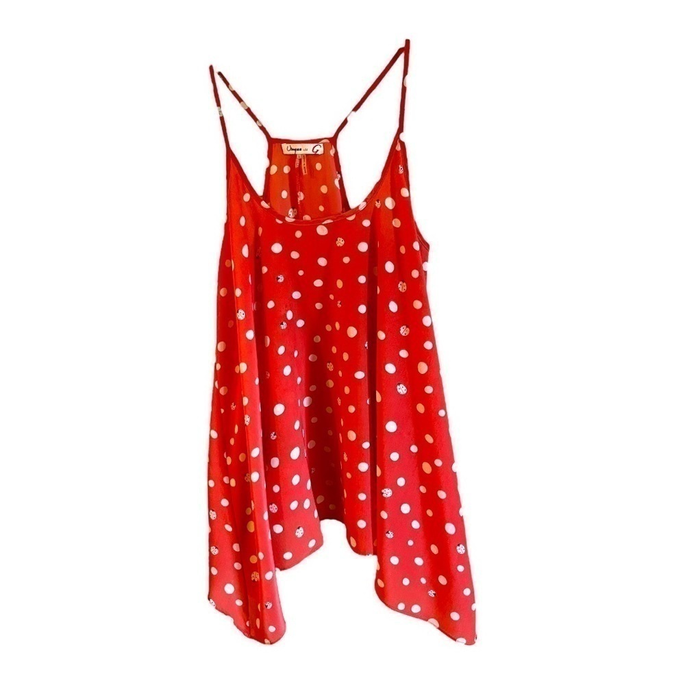 UMGEE, WOMENS CHIC, ADJUSTABLE SPAGHETTI STRAP TOP IN LIGHT RED. SIZE L - Picture 2 of 6